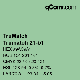Farbcode: TruMatch - Trumatch 21-b1 | qconv.com