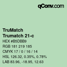 Color code: TruMatch - Trumatch 21-c | qconv.com