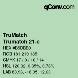 Code couleur: TruMatch - Trumatch 21-c | qconv.com