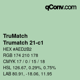 Code couleur: TruMatch - Trumatch 21-c1 | qconv.com