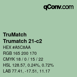 Code couleur: TruMatch - Trumatch 21-c2 | qconv.com