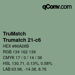 Code couleur: TruMatch - Trumatch 21-c6 | qconv.com
