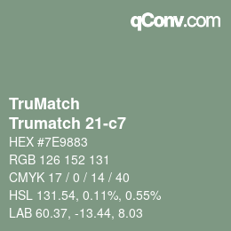 Code couleur: TruMatch - Trumatch 21-c7 | qconv.com