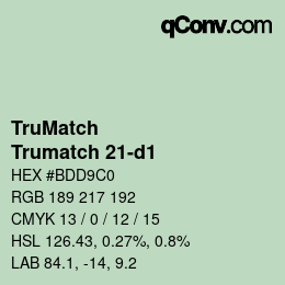 Color code: TruMatch - Trumatch 21-d1 | qconv.com