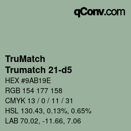 Code couleur: TruMatch - Trumatch 21-d5 | qconv.com