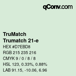 Code couleur: TruMatch - Trumatch 21-e | qconv.com