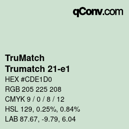 Código de color: TruMatch - Trumatch 21-e1 | qconv.com