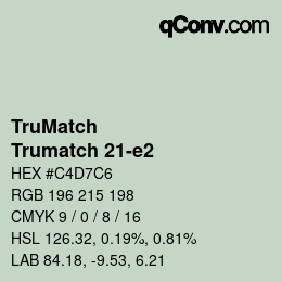 Color code: TruMatch - Trumatch 21-e2 | qconv.com