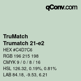 Code couleur: TruMatch - Trumatch 21-e2 | qconv.com