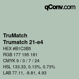 Code couleur: TruMatch - Trumatch 21-e4 | qconv.com