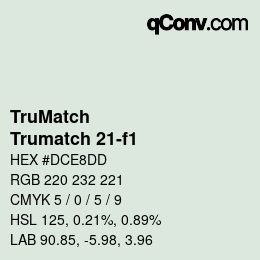 Code couleur: TruMatch - Trumatch 21-f1 | qconv.com