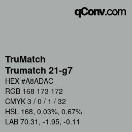 Color code: TruMatch - Trumatch 21-g7 | qconv.com