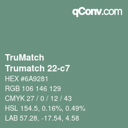 Color code: TruMatch - Trumatch 22-c7 | qconv.com