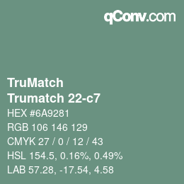Code couleur: TruMatch - Trumatch 22-c7 | qconv.com
