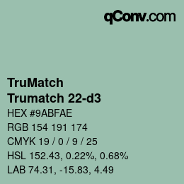 Code couleur: TruMatch - Trumatch 22-d3 | qconv.com