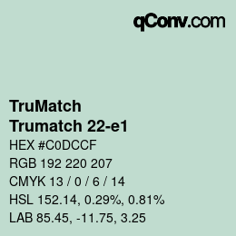 Code couleur: TruMatch - Trumatch 22-e1 | qconv.com