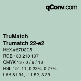 Code couleur: TruMatch - Trumatch 22-e2 | qconv.com