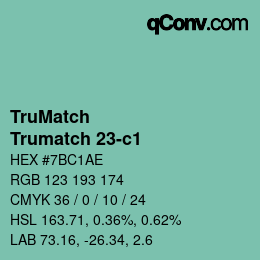 Code couleur: TruMatch - Trumatch 23-c1 | qconv.com