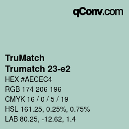 Code couleur: TruMatch - Trumatch 23-e2 | qconv.com