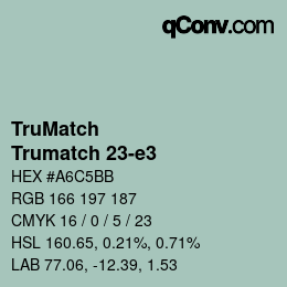 Code couleur: TruMatch - Trumatch 23-e3 | qconv.com