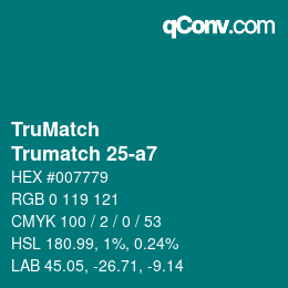 Color code: TruMatch - Trumatch 25-a7 | qconv.com