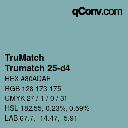 Code couleur: TruMatch - Trumatch 25-d4 | qconv.com
