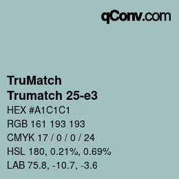 Code couleur: TruMatch - Trumatch 25-e3 | qconv.com