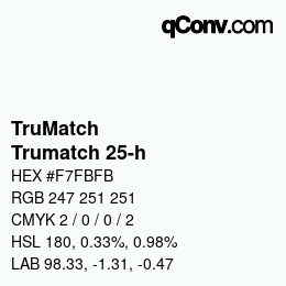 Code couleur: TruMatch - Trumatch 25-h | qconv.com