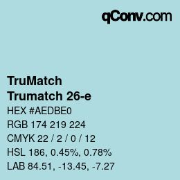 Code couleur: TruMatch - Trumatch 26-e | qconv.com