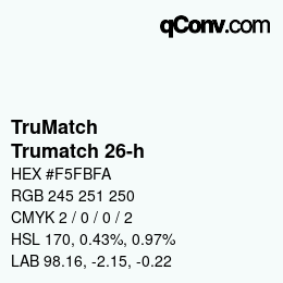 Code couleur: TruMatch - Trumatch 26-h | qconv.com