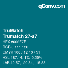 Color code: TruMatch - Trumatch 27-a7 | qconv.com