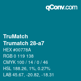 Color code: TruMatch - Trumatch 28-a7 | qconv.com