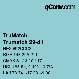 Color code: TruMatch - Trumatch 29-d1 | qconv.com