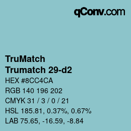 Code couleur: TruMatch - Trumatch 29-d2 | qconv.com