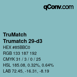 Color code: TruMatch - Trumatch 29-d3 | qconv.com