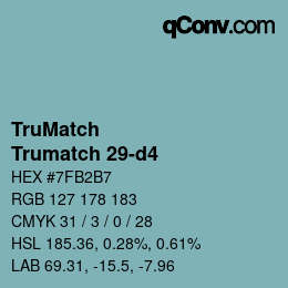 Code couleur: TruMatch - Trumatch 29-d4 | qconv.com