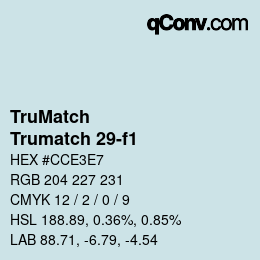 Color code: TruMatch - Trumatch 29-f1 | qconv.com