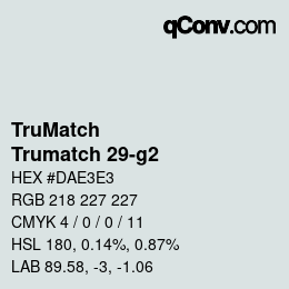 Código de color: TruMatch - Trumatch 29-g2 | qconv.com