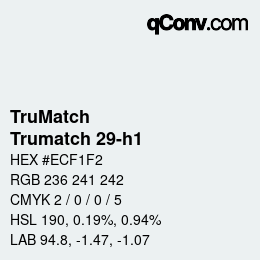 Color code: TruMatch - Trumatch 29-h1 | qconv.com