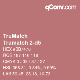 Code couleur: TruMatch - Trumatch 2-d5 | qconv.com