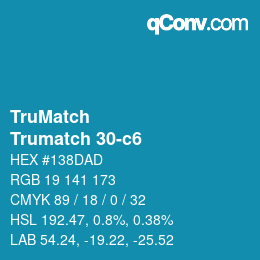 Color code: TruMatch - Trumatch 30-c6 | qconv.com