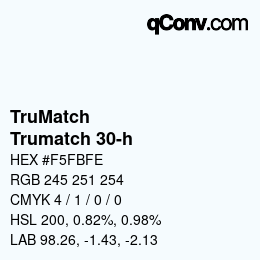 Code couleur: TruMatch - Trumatch 30-h | qconv.com