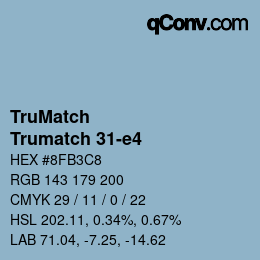 Code couleur: TruMatch - Trumatch 31-e4 | qconv.com