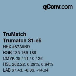 Code couleur: TruMatch - Trumatch 31-e5 | qconv.com