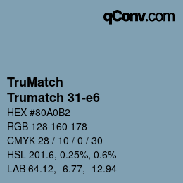 Code couleur: TruMatch - Trumatch 31-e6 | qconv.com