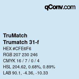 Code couleur: TruMatch - Trumatch 31-f | qconv.com