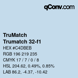 Code couleur: TruMatch - Trumatch 32-f1 | qconv.com
