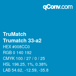 Color code: TruMatch - Trumatch 33-a2 | qconv.com