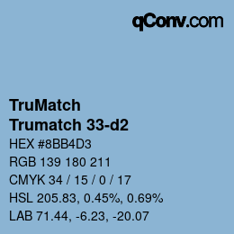 Color code: TruMatch - Trumatch 33-d2 | qconv.com