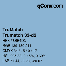 Code couleur: TruMatch - Trumatch 33-d2 | qconv.com